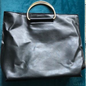 Medium size handbag - black with gold trim